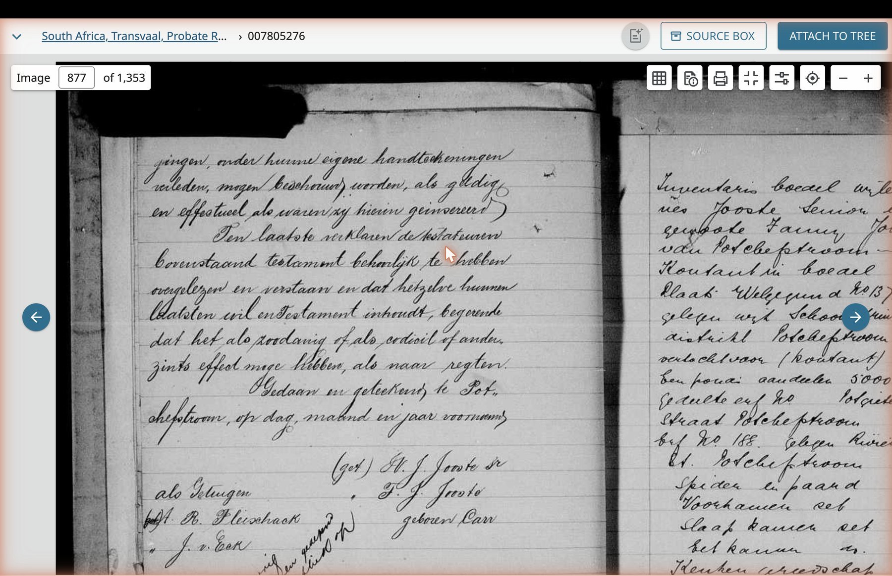 The Inventaris of G5's estate, image 877 right page. The Estate Inventory was filed 14 May 1889 — only nine days after G5's death.