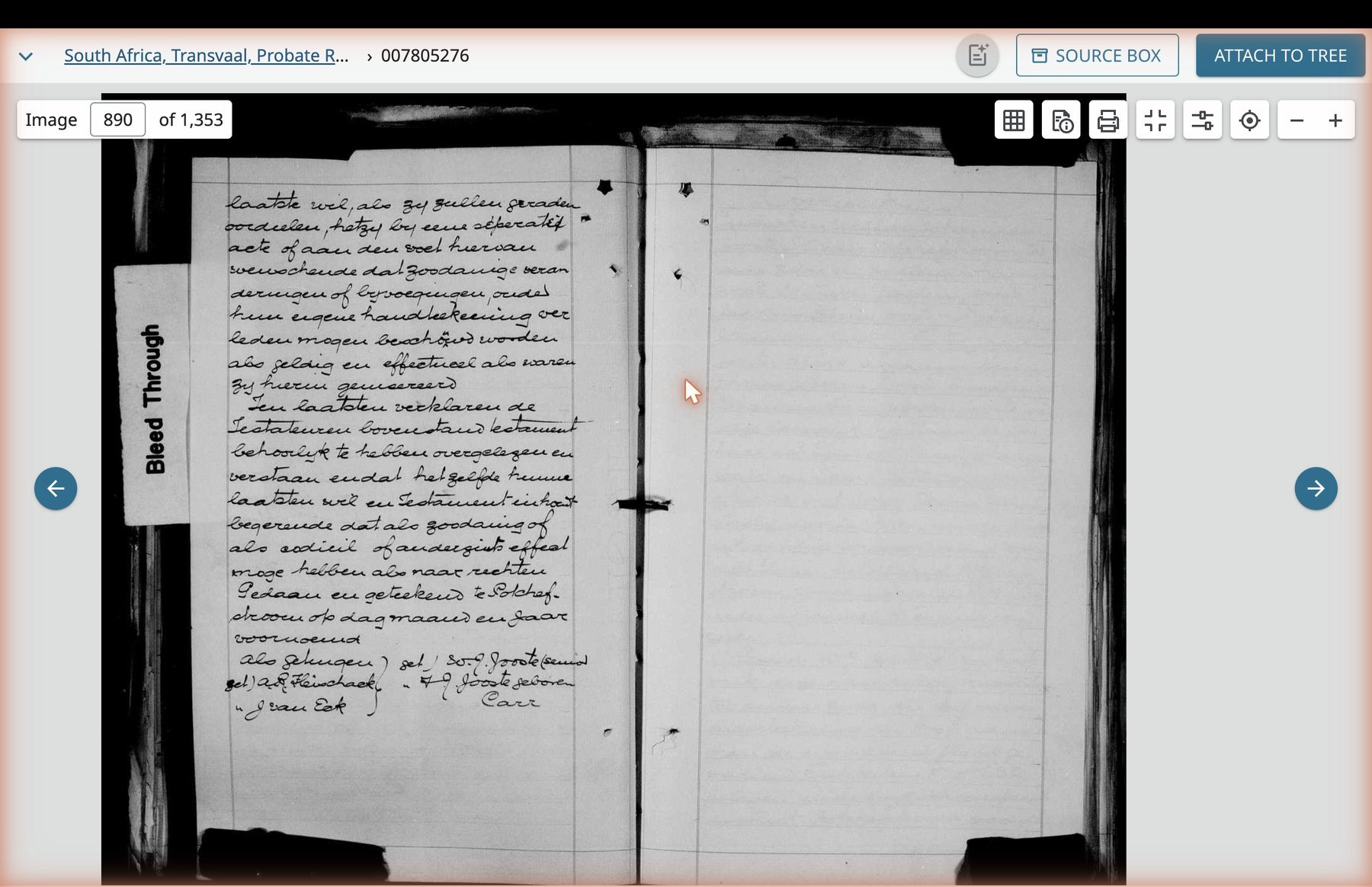 The duplicate Will closing signatures, image 890. The signatures of G5, Fanny, and the witnesses A.K. Hisenbach and J. van Eck are visible at the bottom.