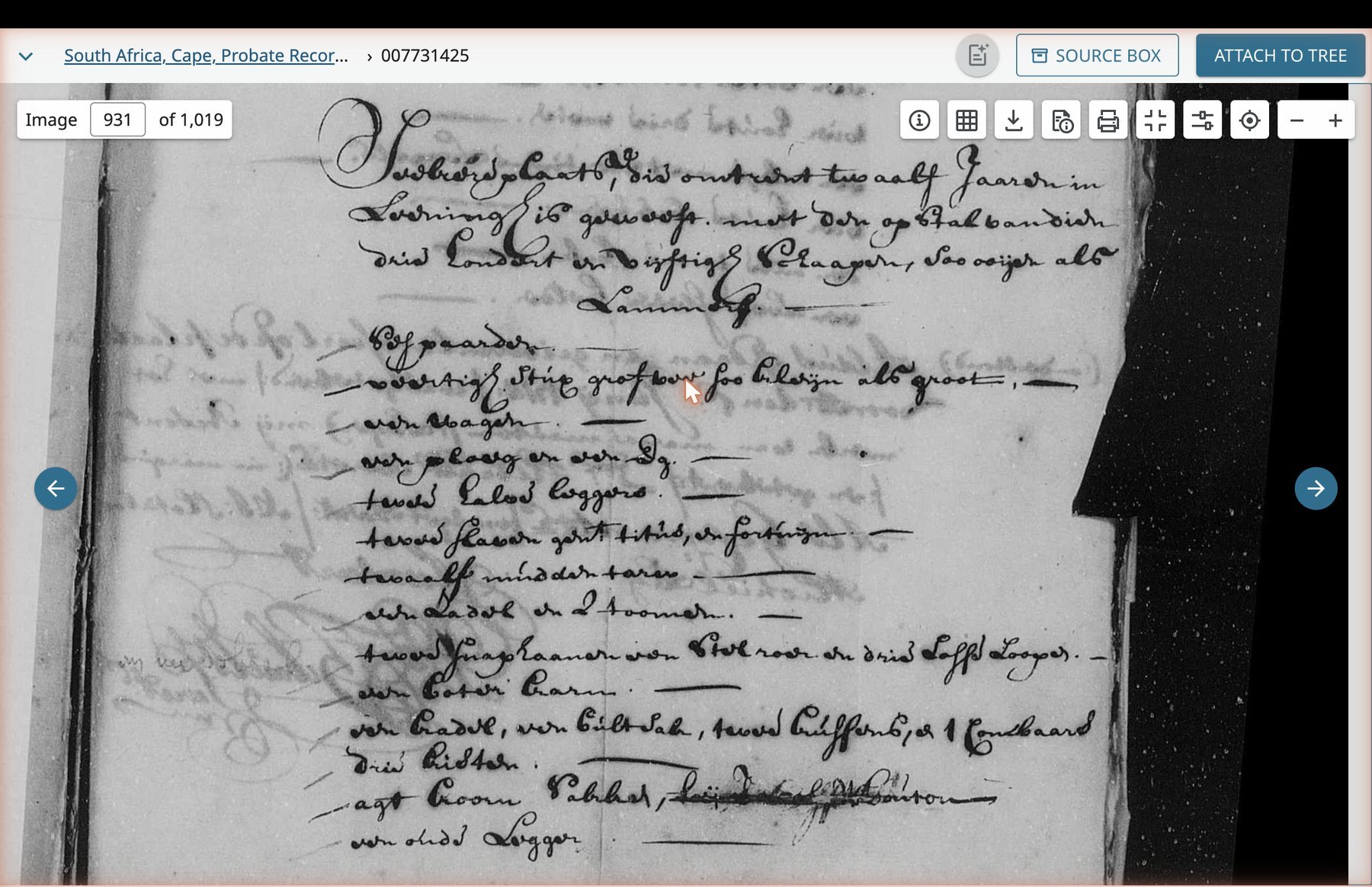 Image 931 zoom — items list with 12-year tenancy + 350 sheep + 40 cattle + Titus + Fortuijn + weapons
